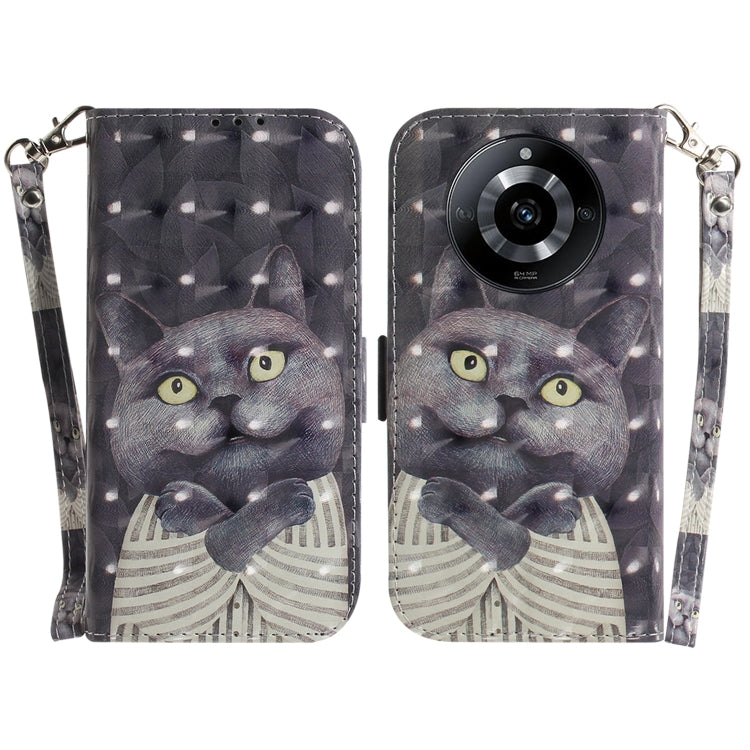 Custodia per telefono in pelle flip orizzontale colorata 3D, For Realme 11 4G Global, For Realme 11 5G/Narzo 60 India Version