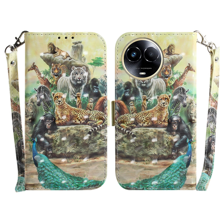 Custodia per telefono in pelle flip orizzontale colorata 3D, For Realme 11 5G Global, For Realme 11 Pro 5G/11 Pro+ 5G/Narzo 60 Pro 5G