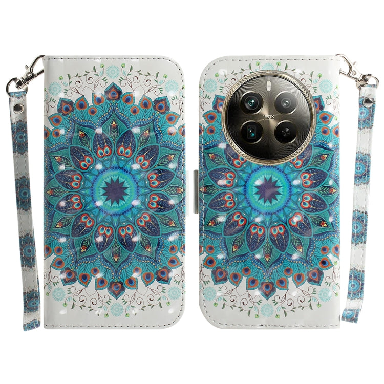 Custodia per telefono in pelle flip orizzontale colorata 3D, For Realme 12+, For Realme 12 Pro+ Global