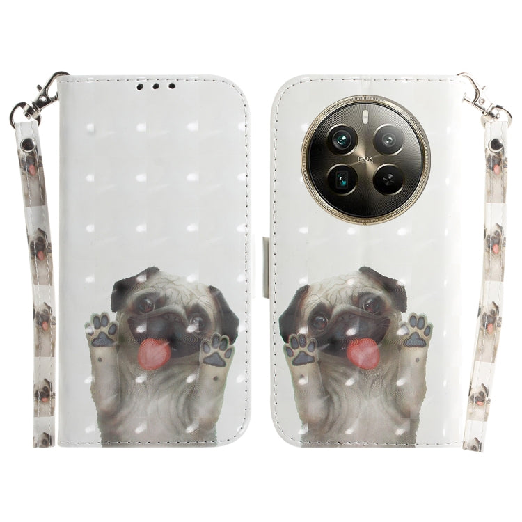 Custodia per telefono in pelle flip orizzontale colorata 3D, For Realme 12+, For Realme 12 Pro+ Global