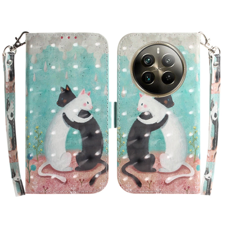 Custodia per telefono in pelle flip orizzontale colorata 3D, For Realme 12+, For Realme 12 Pro+ Global