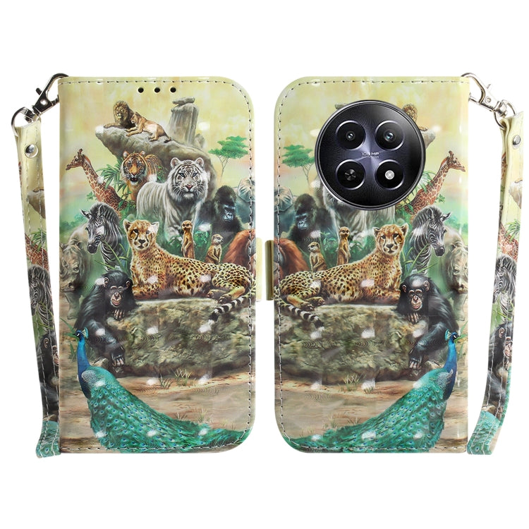 Custodia per telefono in pelle flip orizzontale colorata 3D, For Realme C61 / C63 / Note 60, For Realme 12 5G