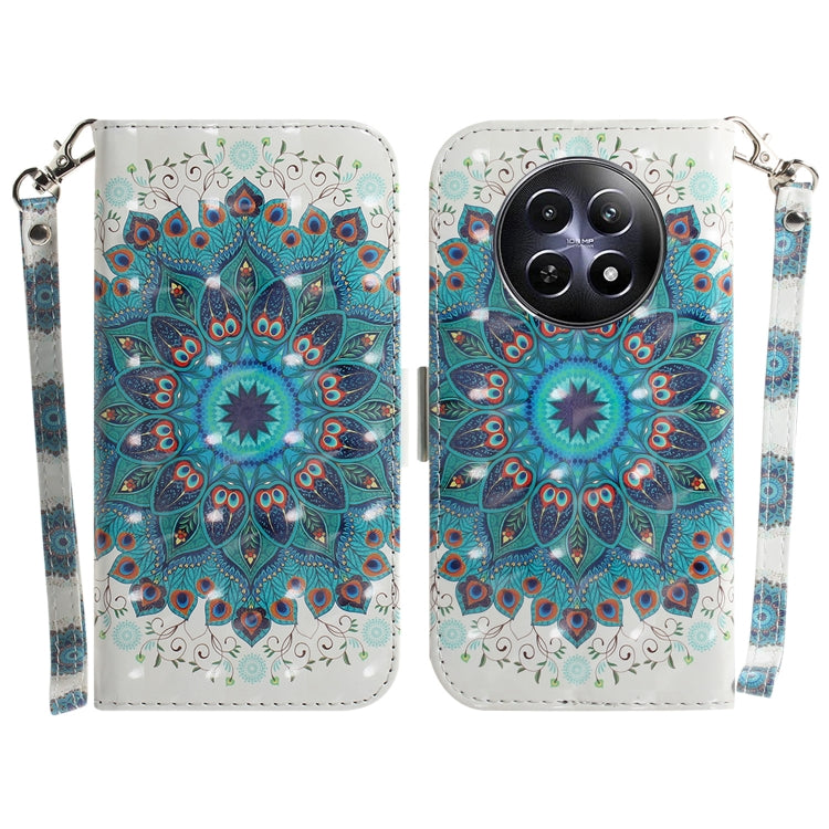 Custodia per telefono in pelle flip orizzontale colorata 3D, For Realme C61 / C63 / Note 60, For Realme 12 5G