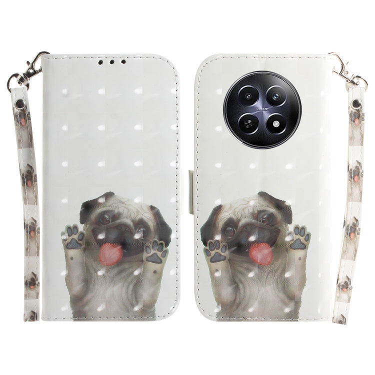 Custodia per telefono in pelle flip orizzontale colorata 3D, For Realme C61 / C63 / Note 60, For Realme 12 5G