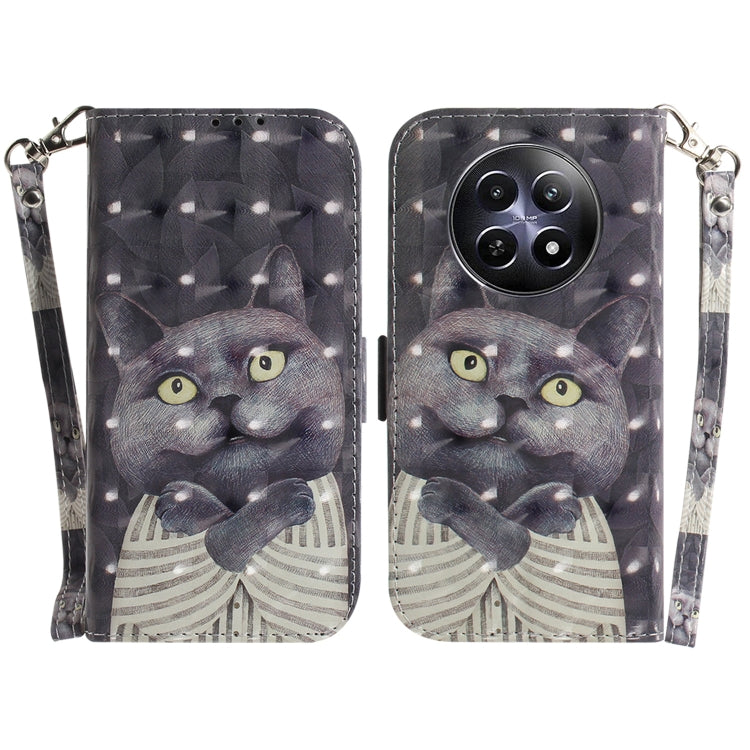 Custodia per telefono in pelle flip orizzontale colorata 3D, For Realme C61 / C63 / Note 60, For Realme 12 5G