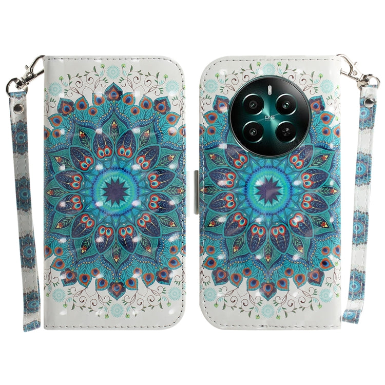 Custodia per telefono in pelle flip orizzontale colorata 3D, For Realme 12+, For Realme 12 Pro+ Global