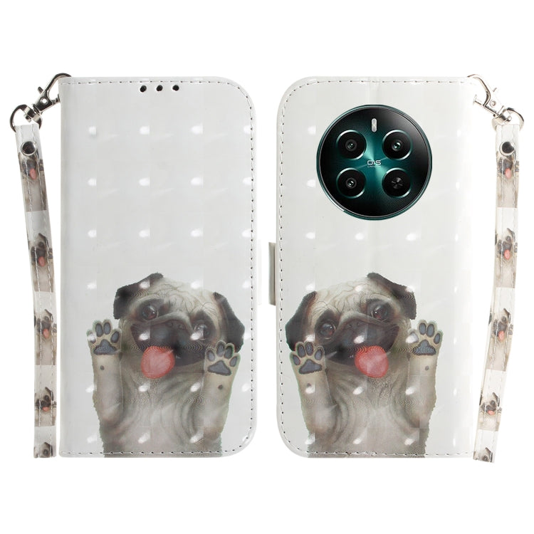 Custodia per telefono in pelle flip orizzontale colorata 3D, For Realme 12+, For Realme 12 Pro+ Global