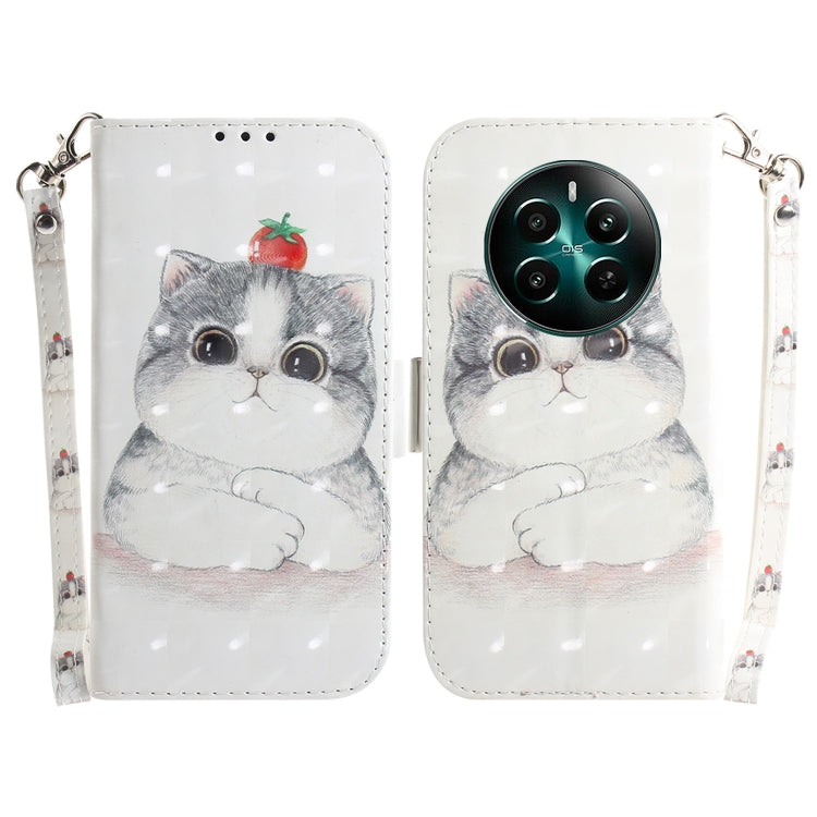 Custodia per telefono in pelle flip orizzontale colorata 3D, For Realme 12+, For Realme 12 Pro+ Global