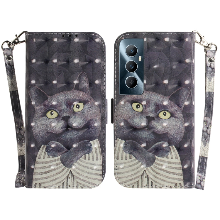 Custodia per telefono in pelle flip orizzontale colorata 3D, For Realme C53 / Narzo N53, For Realme C65 4G