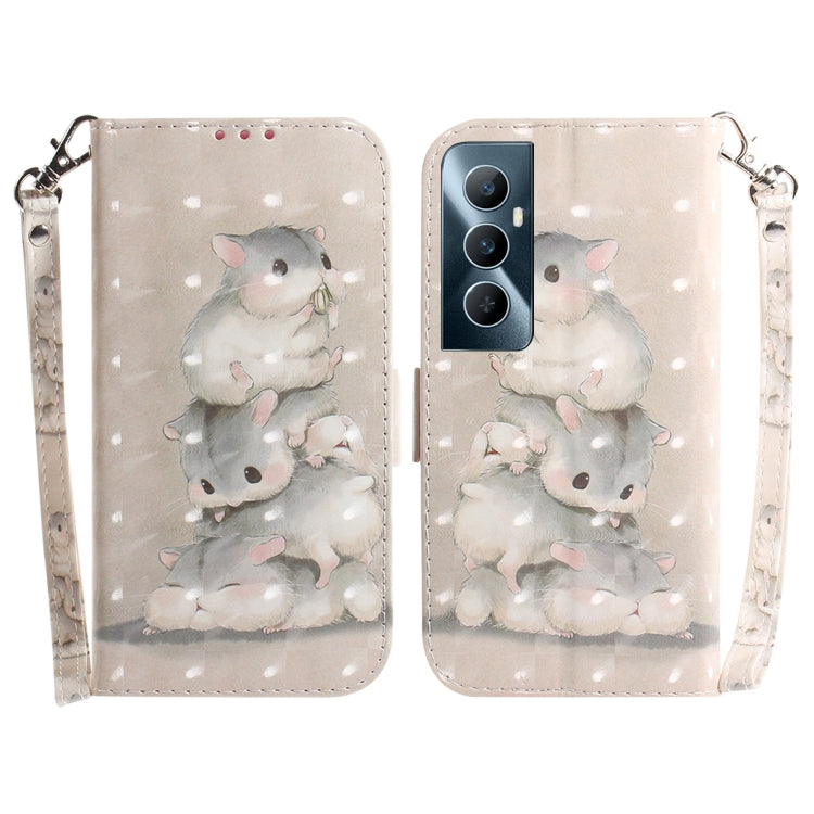Custodia per telefono in pelle flip orizzontale colorata 3D, For Realme C53 / Narzo N53, For Realme C65 4G