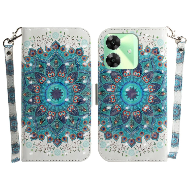 Custodia per telefono in pelle flip orizzontale colorata 3D, For Realme C61 / C63 / Note 60, For Realme 12 5G