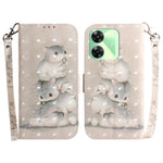 Custodia per telefono in pelle flip orizzontale colorata 3D, For Realme C61 / C63 / Note 60, For Realme 12 5G