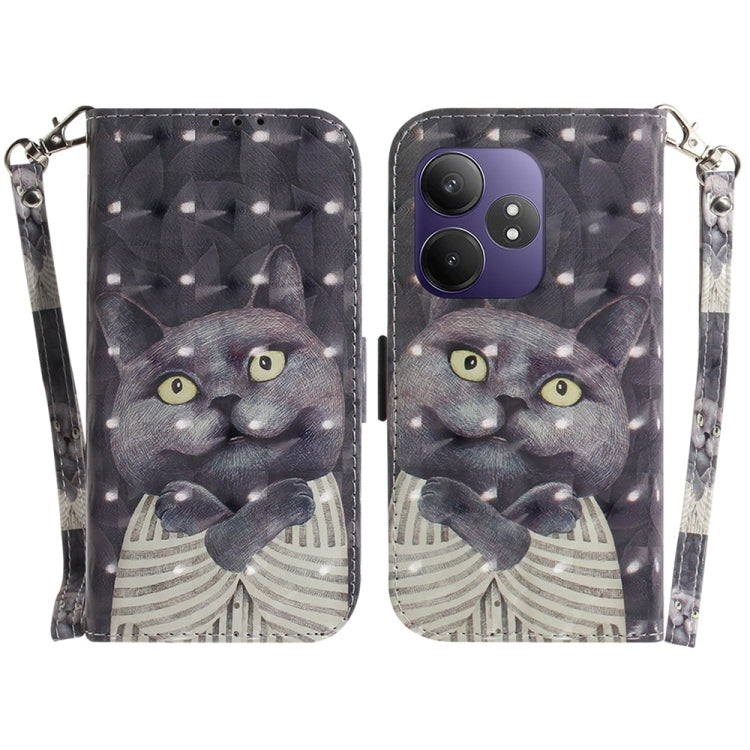 Custodia per telefono in pelle flip orizzontale colorata 3D, For Realme 13+ Global, For Realme GT 6 / GT 6T / GT Neo6 / GT Neo6 SE
