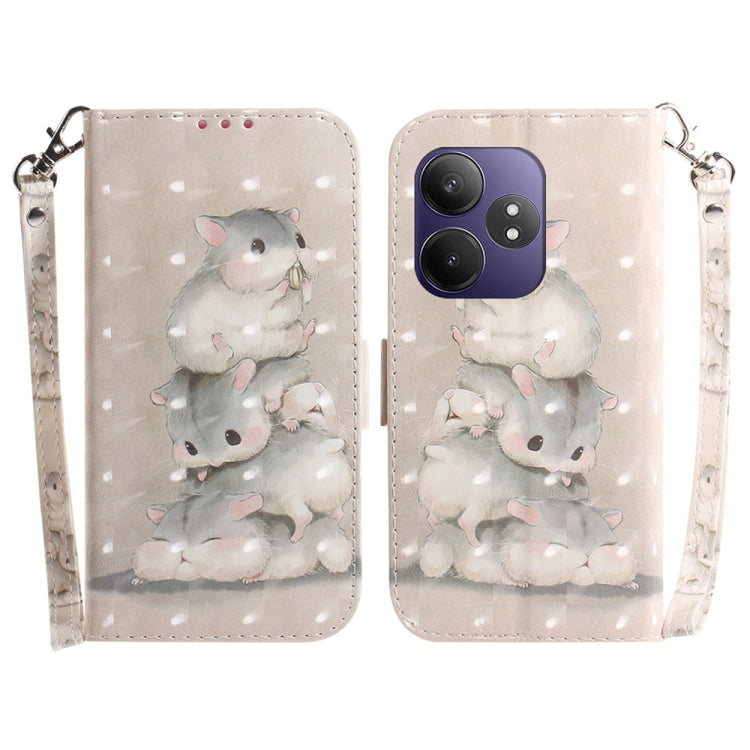 Custodia per telefono in pelle flip orizzontale colorata 3D, For Realme 13+ Global, For Realme GT 6 / GT 6T / GT Neo6 / GT Neo6 SE
