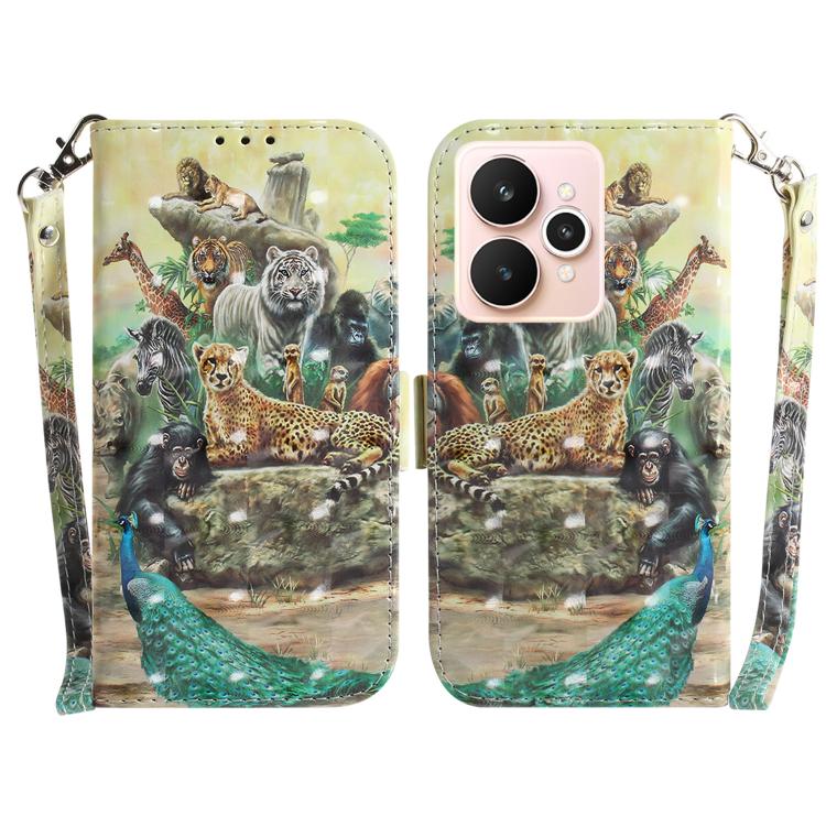 Custodia per telefono in pelle flip orizzontale colorata 3D, For Realme 15 5G / Realme 15 Pro 5G, For Realme C75