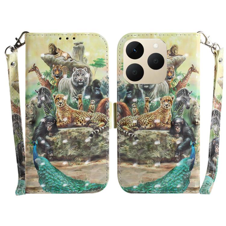 Custodia per telefono in pelle flip orizzontale colorata 3D, For Realme 15T 5G, For Realme Narzo 80 Lite 4G / C71 India