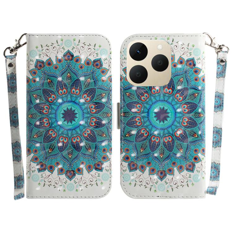 Custodia per telefono in pelle flip orizzontale colorata 3D, For Realme 15T 5G, For Realme Narzo 80 Lite 4G / C71 India