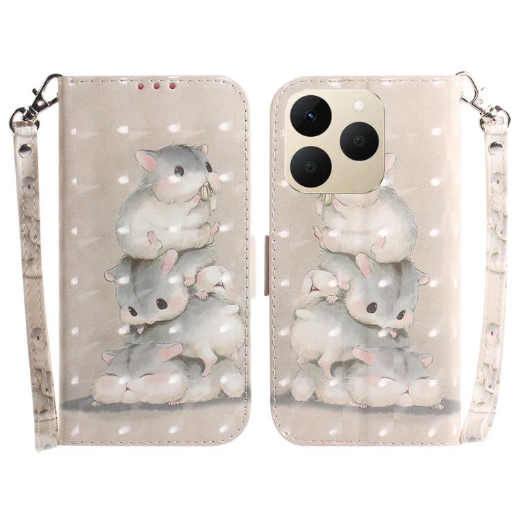 Custodia per telefono in pelle flip orizzontale colorata 3D, For Realme 15T 5G, For Realme Narzo 80 Lite 4G / C71 India