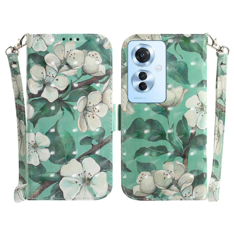 Custodia per telefono in pelle flip orizzontale colorata 3D, For OPPO Reno11 F Global, For OPPO Reno11 Global