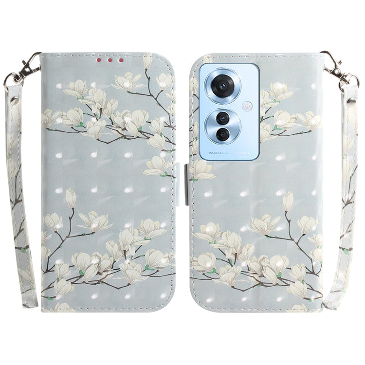 Custodia per telefono in pelle flip orizzontale colorata 3D, For OPPO Reno11 F Global, For OPPO Reno11 Global