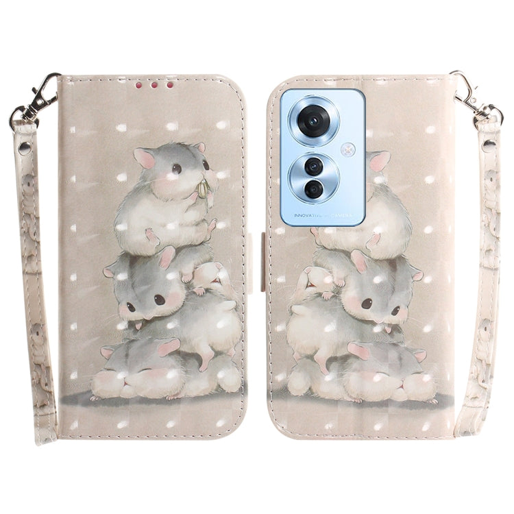 Custodia per telefono in pelle flip orizzontale colorata 3D, For OPPO A3 Pro 5G, For OPPO F25 Pro 5G Global