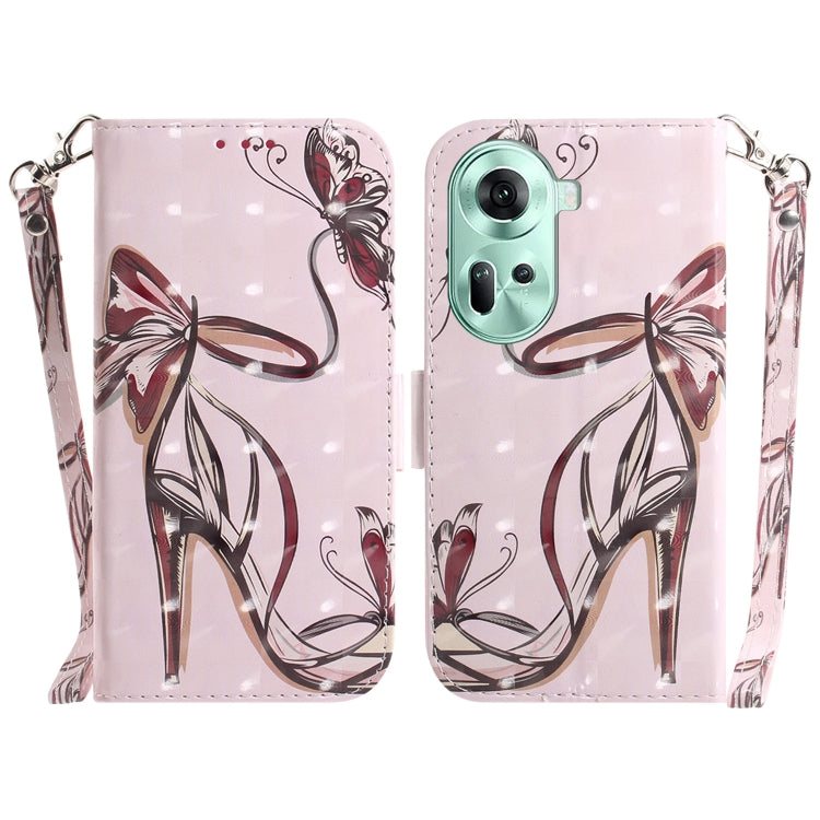 Custodia per telefono in pelle flip orizzontale colorata 3D, For OPPO Reno11 F Global, For OPPO Reno11 Global