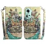 Custodia per telefono in pelle flip orizzontale colorata 3D, For OPPO Reno11 F Global, For OPPO Reno11 Global