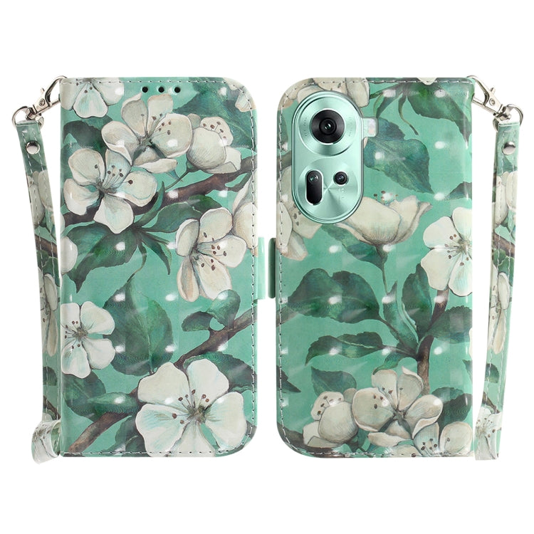Custodia per telefono in pelle flip orizzontale colorata 3D, For OPPO Reno11 F Global, For OPPO Reno11 Global