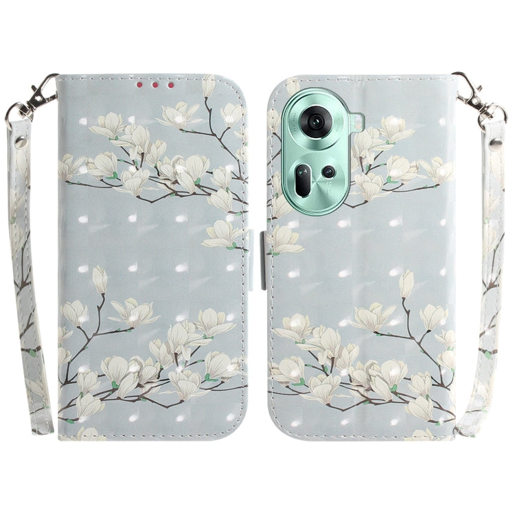 Custodia per telefono in pelle flip orizzontale colorata 3D, For OPPO Reno11 F Global, For OPPO Reno11 Global
