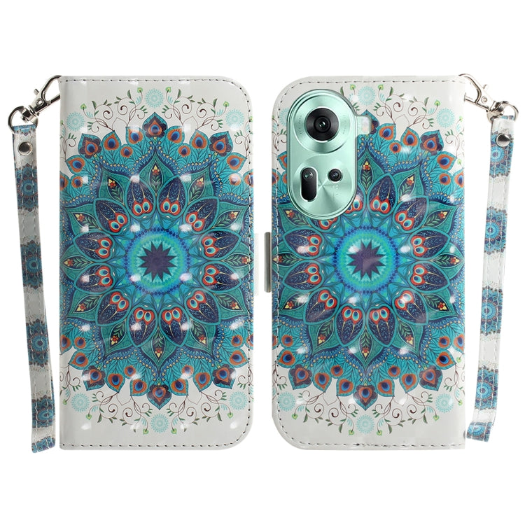 Custodia per telefono in pelle flip orizzontale colorata 3D, For OPPO Reno11 F Global, For OPPO Reno11 Global