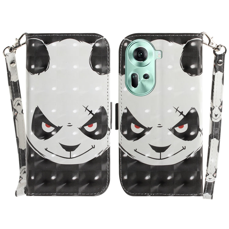 Custodia per telefono in pelle flip orizzontale colorata 3D, For OPPO Reno11 F Global, For OPPO Reno11 Global