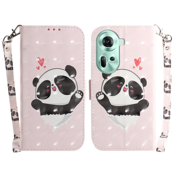 Custodia per telefono in pelle flip orizzontale colorata 3D, For OPPO Reno11 F Global, For OPPO Reno11 Global