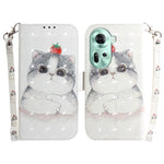 Custodia per telefono in pelle flip orizzontale colorata 3D, For OPPO Reno11 F Global, For OPPO Reno11 Global