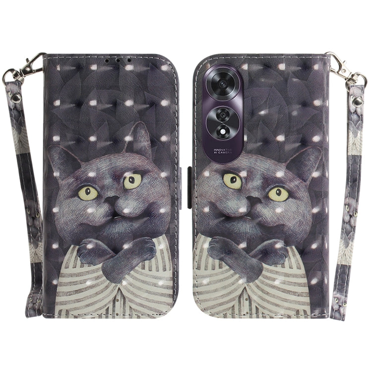 Custodia per telefono in pelle flip orizzontale colorata 3D, For OPPO K12x, For OPPO A60 4G