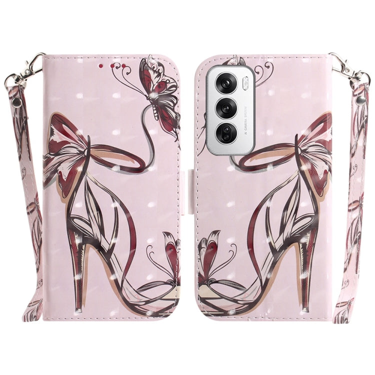 Custodia per telefono in pelle flip orizzontale colorata 3D, For OPPO Reno12 Pro 5G Global, For OPPO Reno12 5G Global