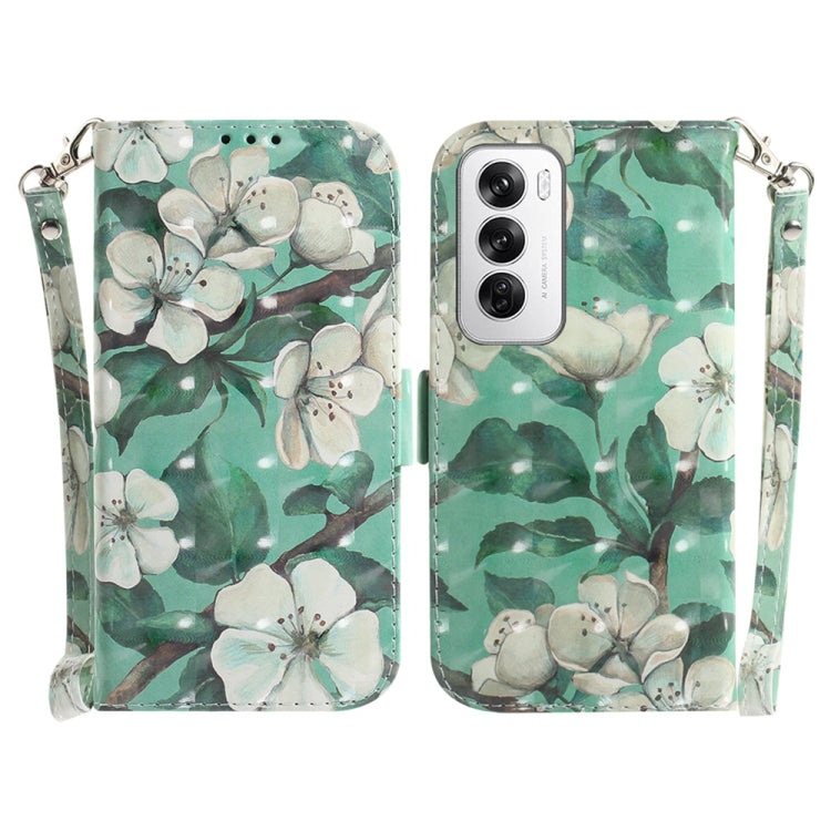 Custodia per telefono in pelle flip orizzontale colorata 3D, For OPPO Reno12 Pro 5G Global, For OPPO Reno12 5G Global
