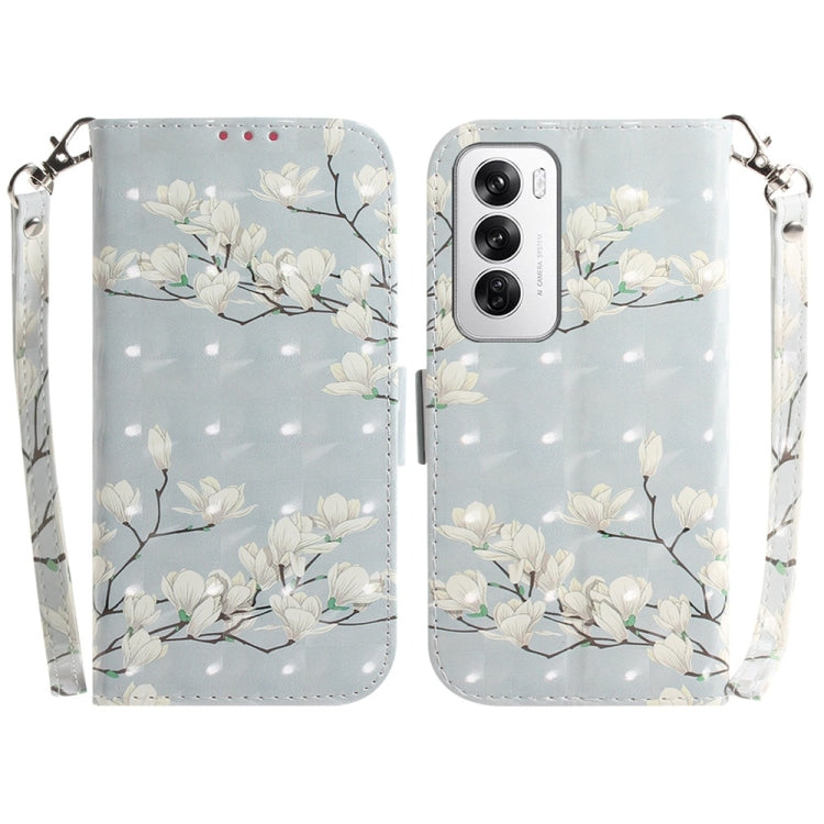 Custodia per telefono in pelle flip orizzontale colorata 3D, For OPPO Reno12 Pro 5G Global, For OPPO Reno12 5G Global