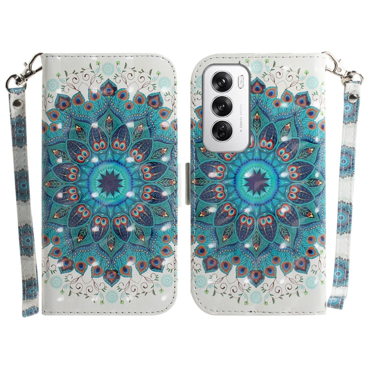 Custodia per telefono in pelle flip orizzontale colorata 3D, For OPPO Reno12 Pro 5G Global, For OPPO Reno12 5G Global