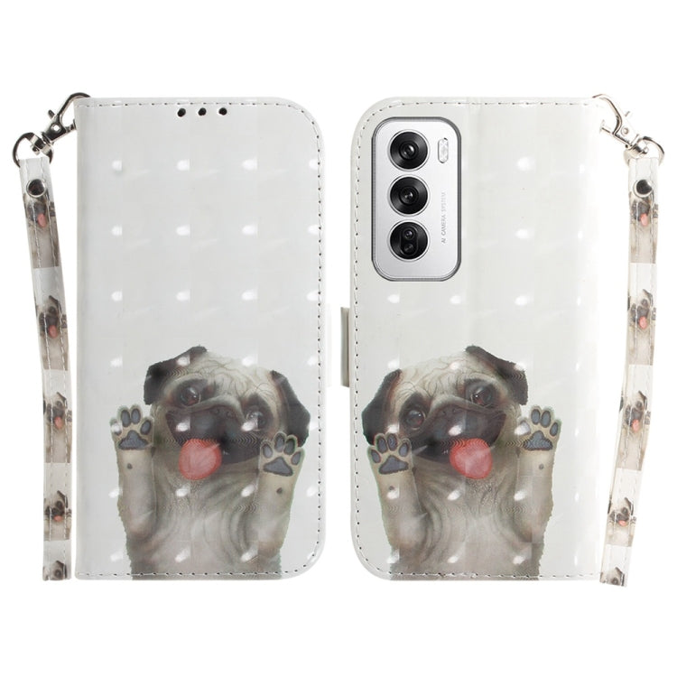 Custodia per telefono in pelle flip orizzontale colorata 3D, For OPPO Reno12 Pro 5G Global, For OPPO Reno12 5G Global