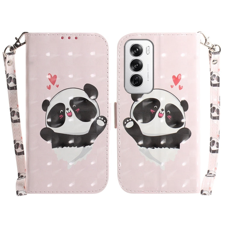Custodia per telefono in pelle flip orizzontale colorata 3D, For OPPO Reno12 Pro 5G Global, For OPPO Reno12 5G Global