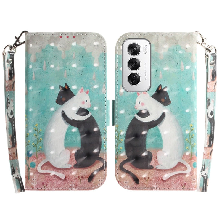 Custodia per telefono in pelle flip orizzontale colorata 3D, For OPPO Reno12 Pro 5G Global, For OPPO Reno12 5G Global