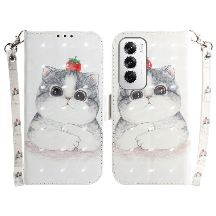 Custodia per telefono in pelle flip orizzontale colorata 3D, For OPPO Reno12 Pro 5G Global, For OPPO Reno12 5G Global