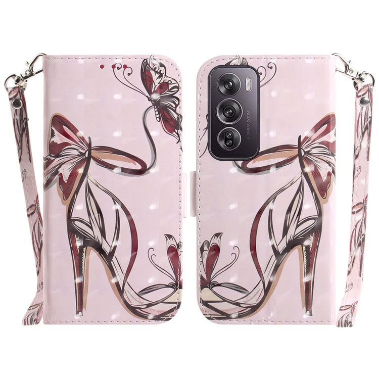 Custodia per telefono in pelle flip orizzontale colorata 3D, For OPPO Reno12 Pro 5G Global, For OPPO Reno12 5G Global