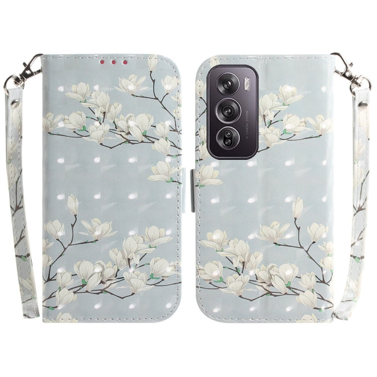 Custodia per telefono in pelle flip orizzontale colorata 3D, For OPPO Reno12 Pro 5G Global, For OPPO Reno12 5G Global