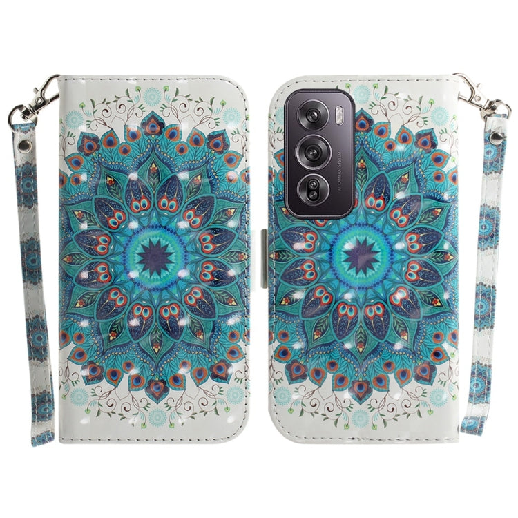 Custodia per telefono in pelle flip orizzontale colorata 3D, For OPPO Reno12 Pro 5G Global, For OPPO Reno12 5G Global