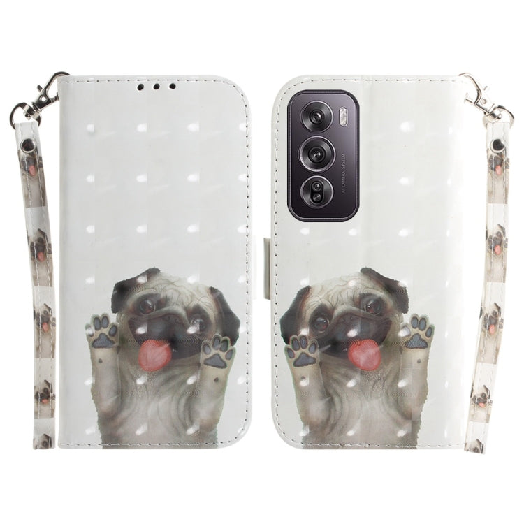 Custodia per telefono in pelle flip orizzontale colorata 3D, For OPPO Reno12 Pro 5G Global, For OPPO Reno12 5G Global