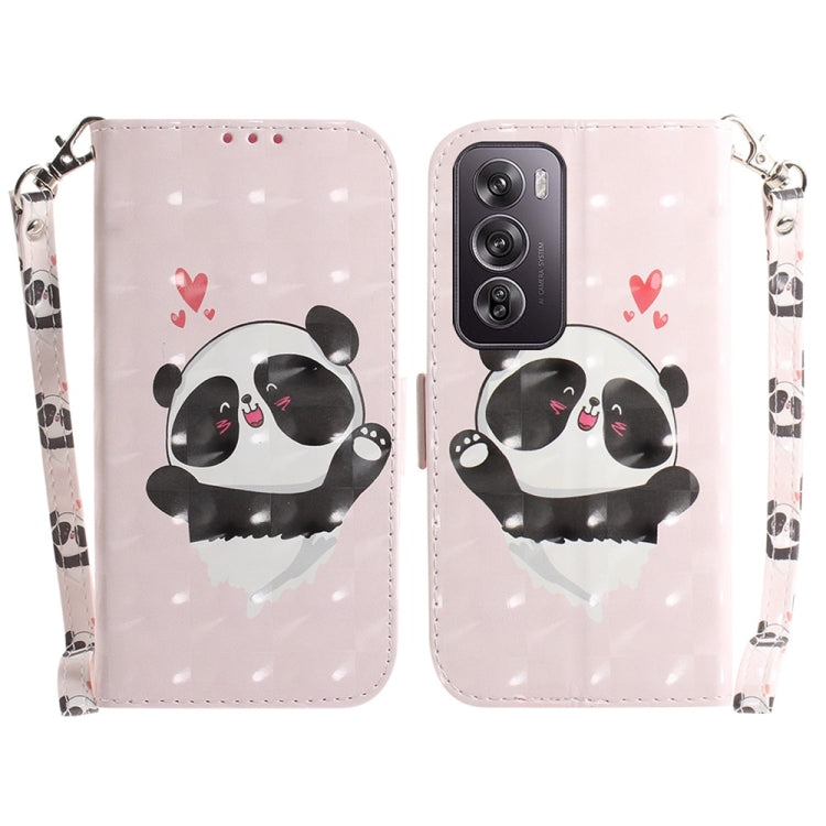 Custodia per telefono in pelle flip orizzontale colorata 3D, For OPPO Reno12 Pro 5G Global, For OPPO Reno12 5G Global