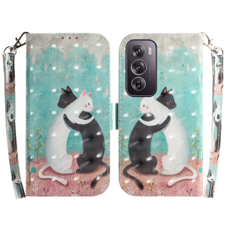 Custodia per telefono in pelle flip orizzontale colorata 3D, For OPPO Reno12 Pro 5G Global, For OPPO Reno12 5G Global