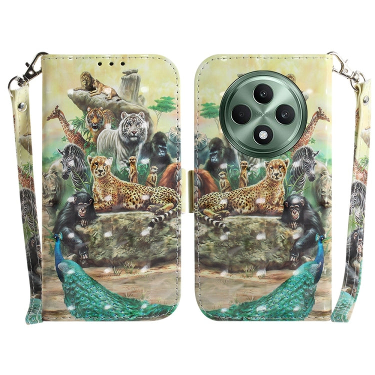 Custodia per telefono in pelle flip orizzontale colorata 3D, For OPPO A5x 5G / A3 4G / 5G / A3x 4G / 5G, For OPPO Reno12 F 5G