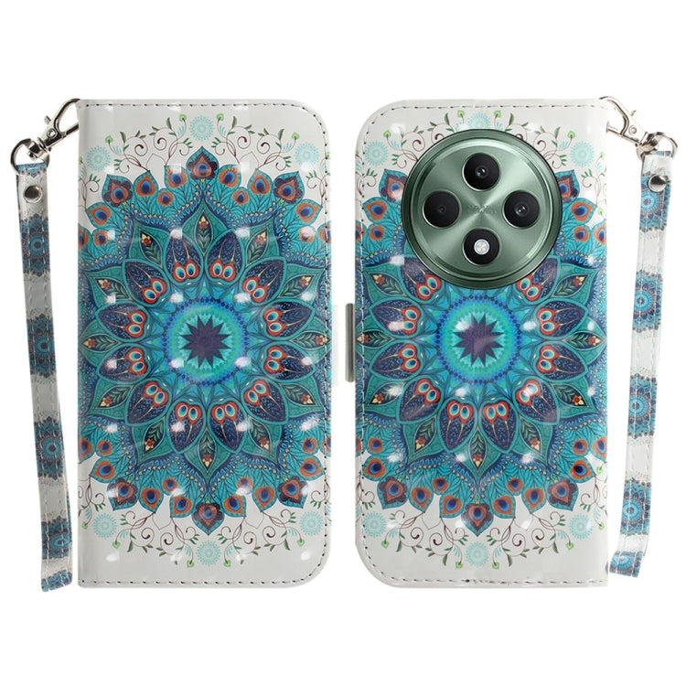 Custodia per telefono in pelle flip orizzontale colorata 3D, For OPPO A5x 5G / A3 4G / 5G / A3x 4G / 5G, For OPPO Reno12 F 5G